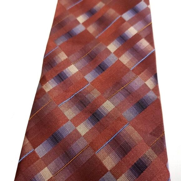 Van Heusen Brown Abstract Striped Silk Tie - Picture 2 of 6